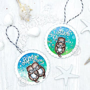 Sunny Studio Sea Otter Summer Shaker Gift Tags Set (using My Otter Half 3x4 Clear Stamps)