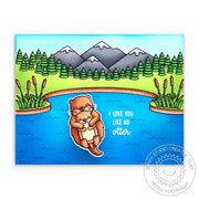 Sunny Studio I Love You Like No Otter Mom with Baby Punny Mother's Day Card (using For My Otter Half 3x4 Clear Stamps)