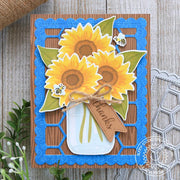 Sunny Studio Stamps Sunflower Fields Layered Flowers in Vase Fall Thank You Card (using Vintage Jar Dies)