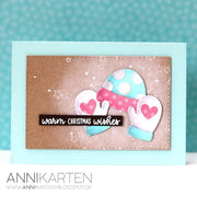 Sunny Studio Stamps Warm Christmas Wishes Hat & Mittens Holiday Card with Kraft Background (using Warm & Cozy Dies)