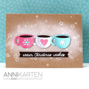 Sunny Studio Stamps Warm Christmas Wishes Coffee & Hot Cocoa Holiday Card with Kraft Background (using Warm & Cozy Dies)