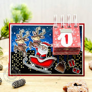 Sunny Studio Countdown To Christmas Santa, Reindeer & Sleigh Holiday Advent Calendar DIY Card using Warm & Cozy Mitten Dies