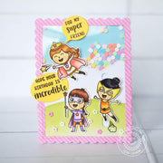 Sunny Studio Stamps Pink Girl Superhero Super Friend Shaker Card by Lexa Levana