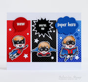 Sunny Studio You're My Superhero Red, White & Blue Boy Card by Melania Deasy (using Super Duper 4x6 Clear Stamps)