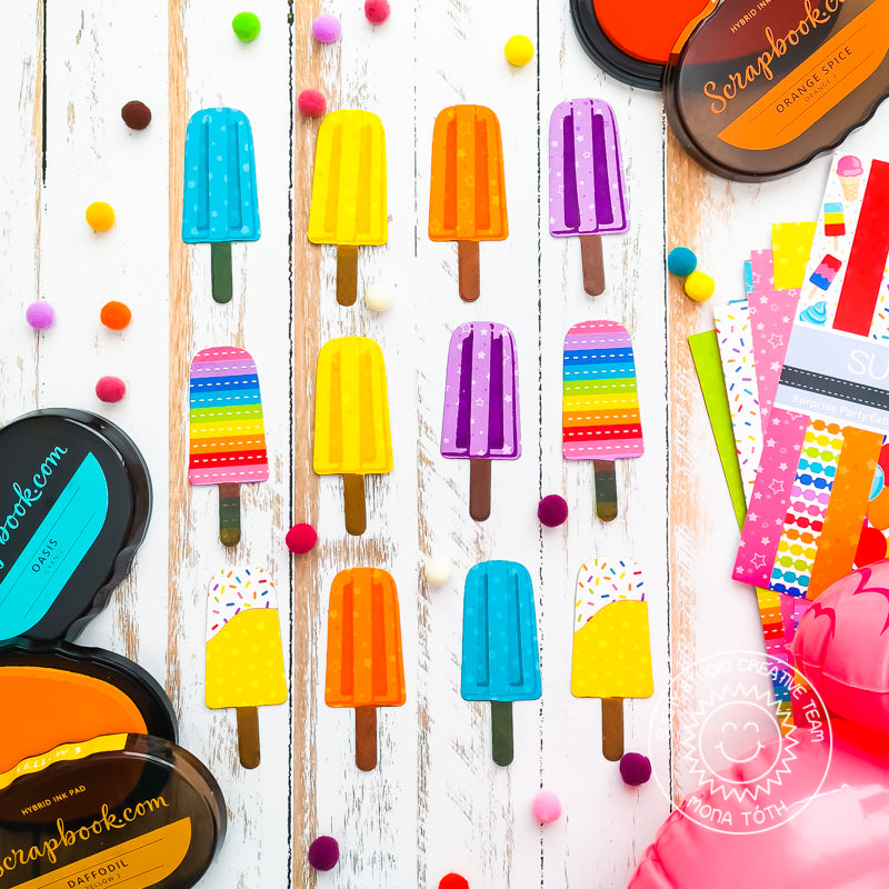 Sunny Studio Stamps Popsicle Matching Game (using patterned paper from Surprise Party 6x6 Paper pack)