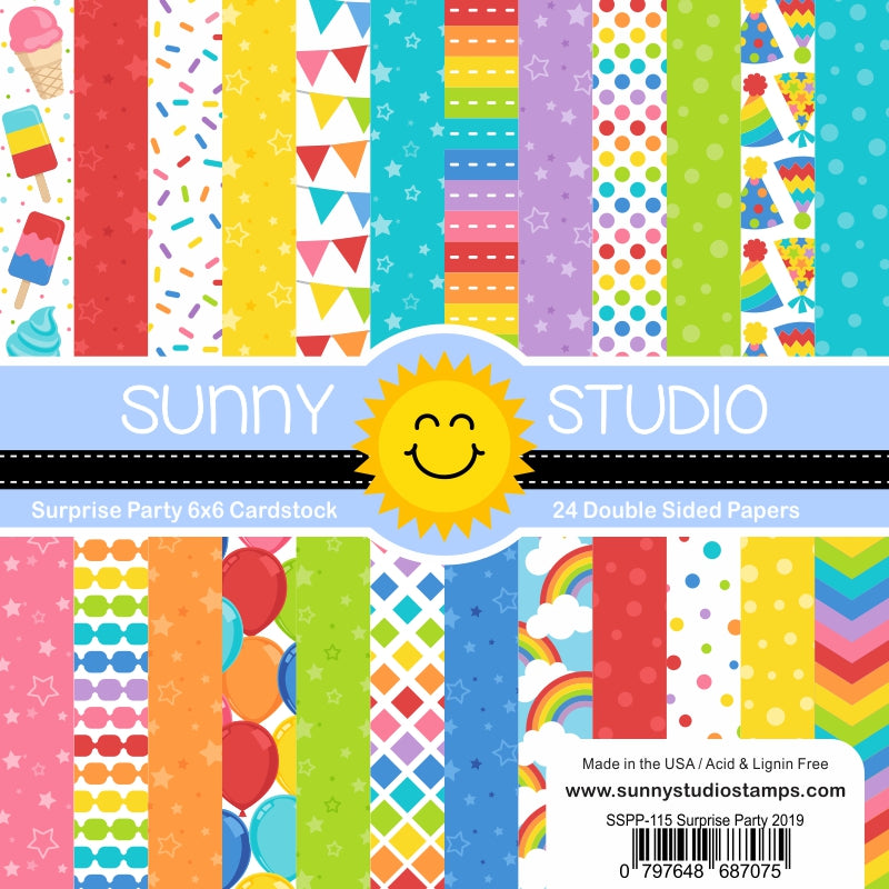 Sunny Studio Stamps Suprise Party 6x6 Double-Sided Patterned Paper Pad Pack