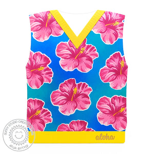 Sunny Studio Stamps Hawiian Hibiscus Floral Sweater Vest Aloha Card by Anja Bytqi (using Metal Cutting Dies)