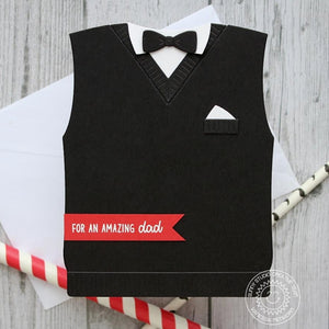Sunny Studio Stamps Black Tie & Sweater Vest Father's Day Shaped Card using Metal Cutting Dies