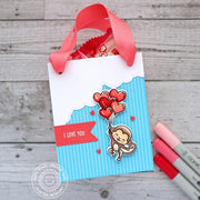 Sunny Studio Stamps I Love You Monkey with Heart Balloons Valentine's Day Gift Bag (using Sweet Treats Bag Metal Cutting Dies)