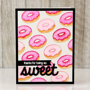 Sunny Studio Stamps Thanks for Being So Sweet Pink Donuts Background Card using Sweet Word Metal Cutting Die