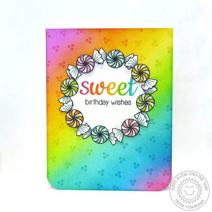 Sunny Studio Stamps Sweet Shoppe Rainbow Candy Birthday Card