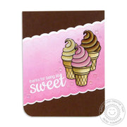 Sunny Studio Stamps Sweet Shoppe Ice Cream Cones Thanks For Being So Sweet Diagonal Scalloped Thank You Card