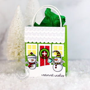 Sunny Studio Stamps Snowman Holiday House Christmas Gift Bag by Rachel (using Sweet Treats Bag metal cutting die)