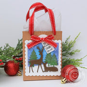 Sunny Studio Stamps Deer Snowy Woods Christmas Holiday Gift Bag by Juliana Michaels using stitched Scalloped Square Tag Dies