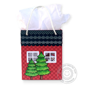 Sunny Studio Stamps Santa Peeking in House Windows Sweet Treats Twine Handled Handmade Gift Bag (using Metal Cutting Dies)