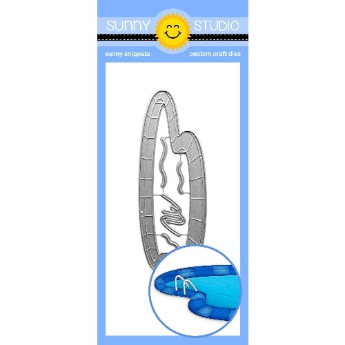 Sunny Studio Stamps Swimming Pool Metal Cutting Dies Set with Ladder Railing and Mini Waves