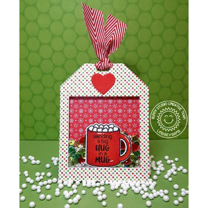 Sunny Studio Stamps Hot Cocoa Christmas Holiday Shaker Gift Tag using Tag Topper Traditional Metal Cutting Dies