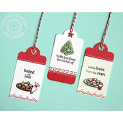Sunny Studio Stamps Red & White Christmas Holiday Gift Tags Using Tag Topper Crescent Metal Cutting Dies