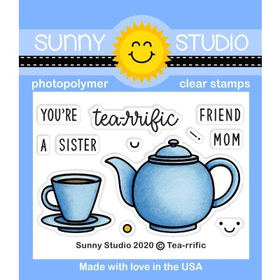 Sunny Studio Stamps Tea-riffic Teapot & Teacup 2x3 Punny Puns Clear Photopolymer Stamp Set