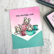 Sunny Studio Stamps Mouse with Teapot & Teacups Handmade Card (using Tea-riffic 2x3 Clear Photopolymer Stamp Set)
