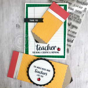 Sunny Studio Thank You Chunky Pencils School Themed Card Set (using Teacher Appreciation 4x6 Clear Sentiment Stamps)