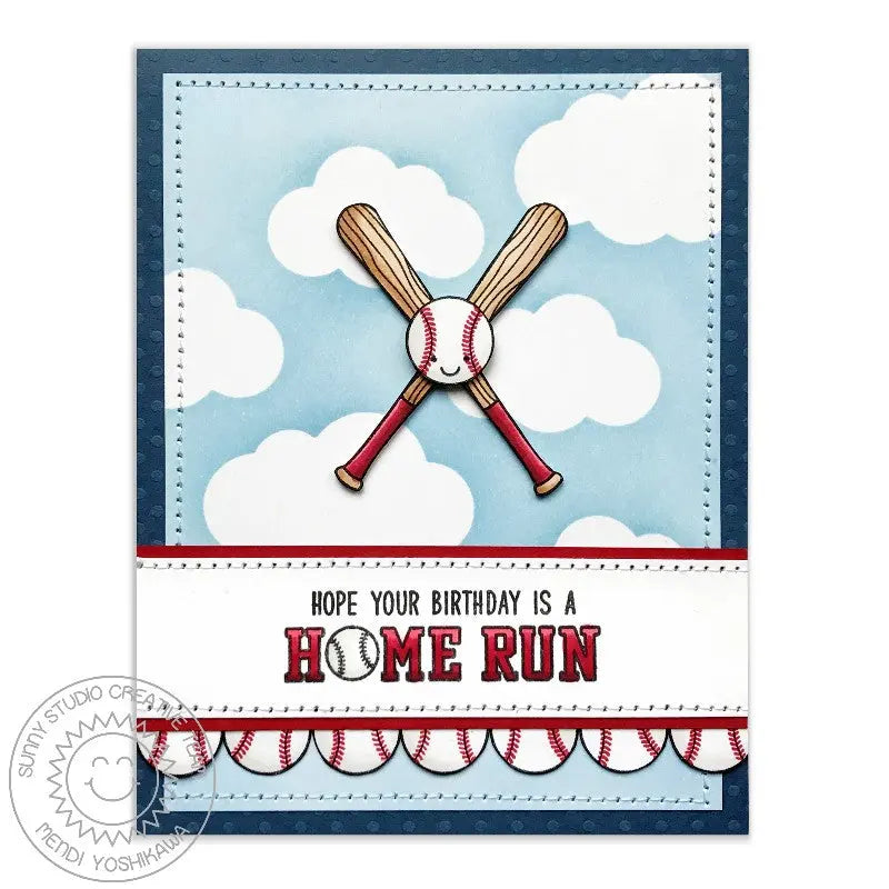 Sunny Studio Stamps Team Player Home Run Baseball Birthday Card by Mendi Yoshikawa