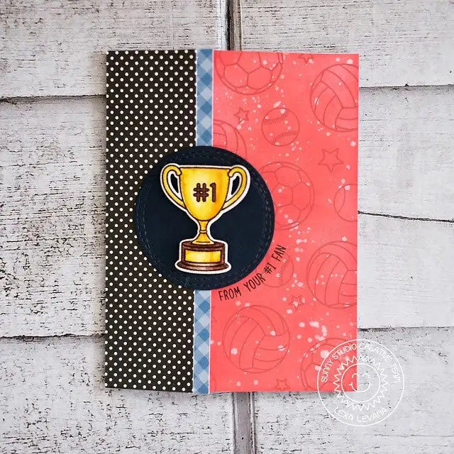 Sunny Studio Stamps Team Player Sports Trophy Card by Lexa Levana