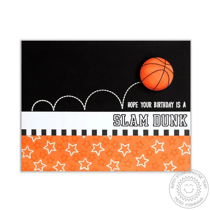 Sunny Studio Stamps Team Player Slam Dunk Basketball Birthday Card by Mendi Yoshikawa