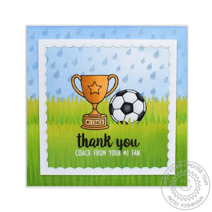 Sunny Studio Stamps Fancy Frames Squares Soccer Coach Thank You Card by Mendi Yoshikawa