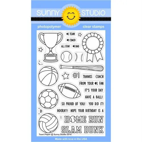 Sunny Studio Team Player 4x6 Sports Themed Clear Photopolymer Stamp Set