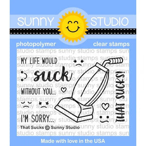 Sunny Studio That Sucks 2x3 Vacuum Photopolymer Clear Stamp set  SSCL-152