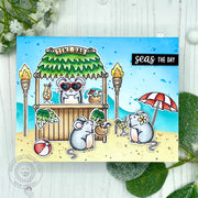 Sunny Studio Seas The Day Tiki Bar Mice on the Beach Summer Card (using Tiki Time Clear Stamps)