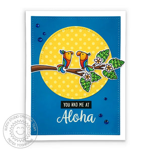Sunny Studio Stamps You Had Me At Aloha Parrots on Tropical Tree Branch Card (using Stitched Rectangle Metal Cutting Dies)