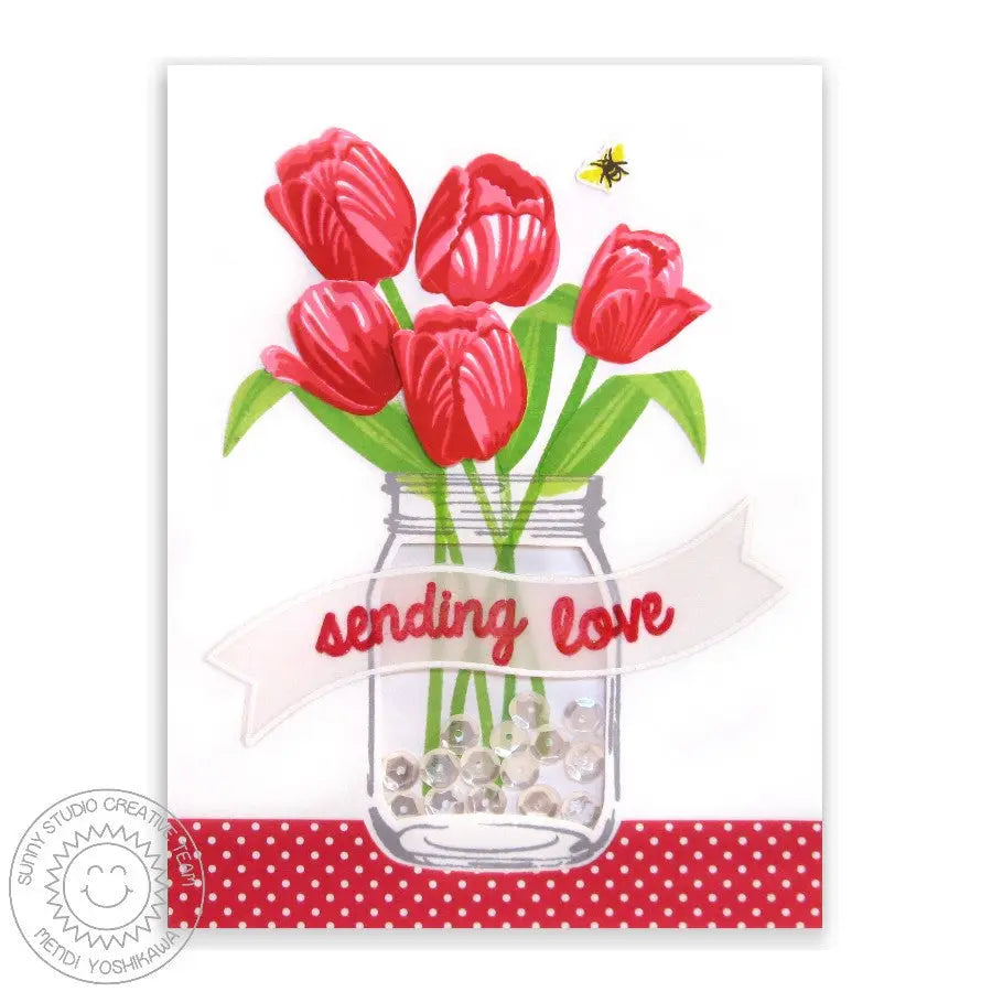 Sunny Studio Stamps Timeless Tulips Red Tulip Bouquet Valetine's Day Card