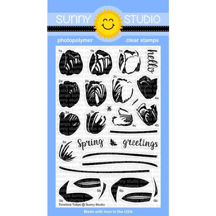 Sunny Studio Stamps Timeless Tulips 4x6 Layering Tulip Photo-Polymer Clear Stamp Set