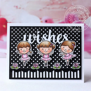 Sunny Studio Stamps Black & White Polka-dot Ballerina Wishes Card