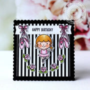 Sunny Studio Stamps Tiny Dancers Black & White Striped Ballerina Birthday Card