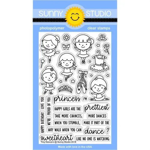 Sunny Studio Tiny Dancers Ballerina Ballet 4x6 Clear Photopolymer Stamp Set