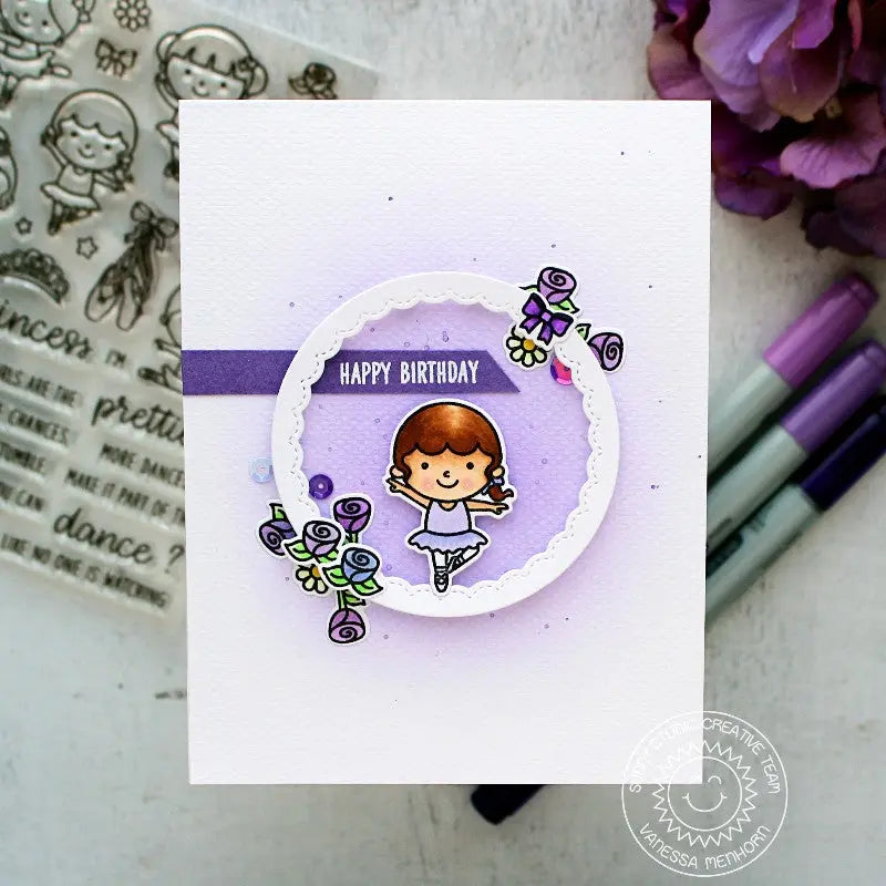 Sunny Studio Stamps Tiny Dancers Purple Birthday Card by Vanessa