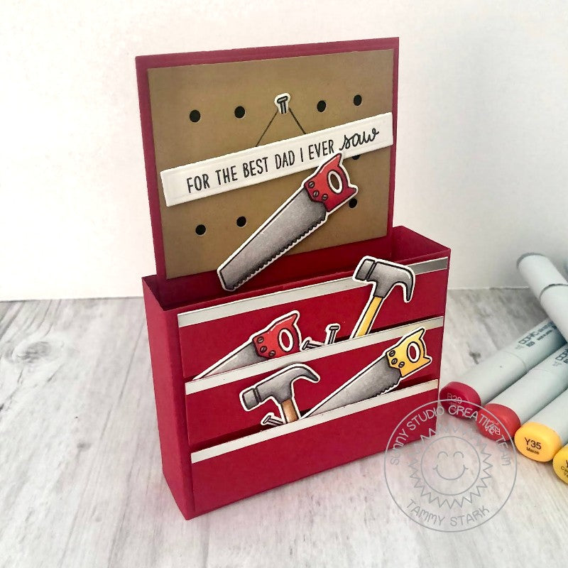 Sunny Studio Stamps Tool Box Father's Day Card by Tammy Stark (using Tool Time 2x3 Clear Photopolymer Stamp Set)
