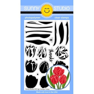 Sunny Studio Tranquil Tulips Layering Spring Floral Flowers 4x6 Clear Photopolymer Stamps SSCL-344