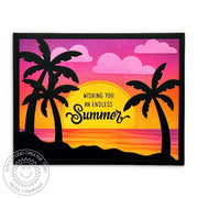 Sunny Studio Stamps Summer Sunset Palm Trees Silhouette Card (using Tropical Trees Backdrop Background Metal Cutting Dies)