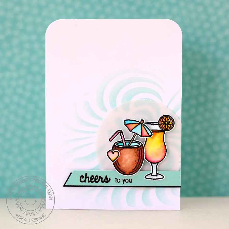 Sunny Studio Stamps Tropical Paradise Cheers to You Fruity Summer Drinks Card by Anika Lerche