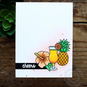 Sunny Studio Stamps Tropical Paradise Pineapple Fruity Drink with Hibiscus Flower Summer Cheers Card by Vanessa Menhorn