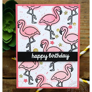 Sunny Studio Stamps Tropical Paradise Pink Flamingo Summer Birthday Card by Vanessa Menhorn