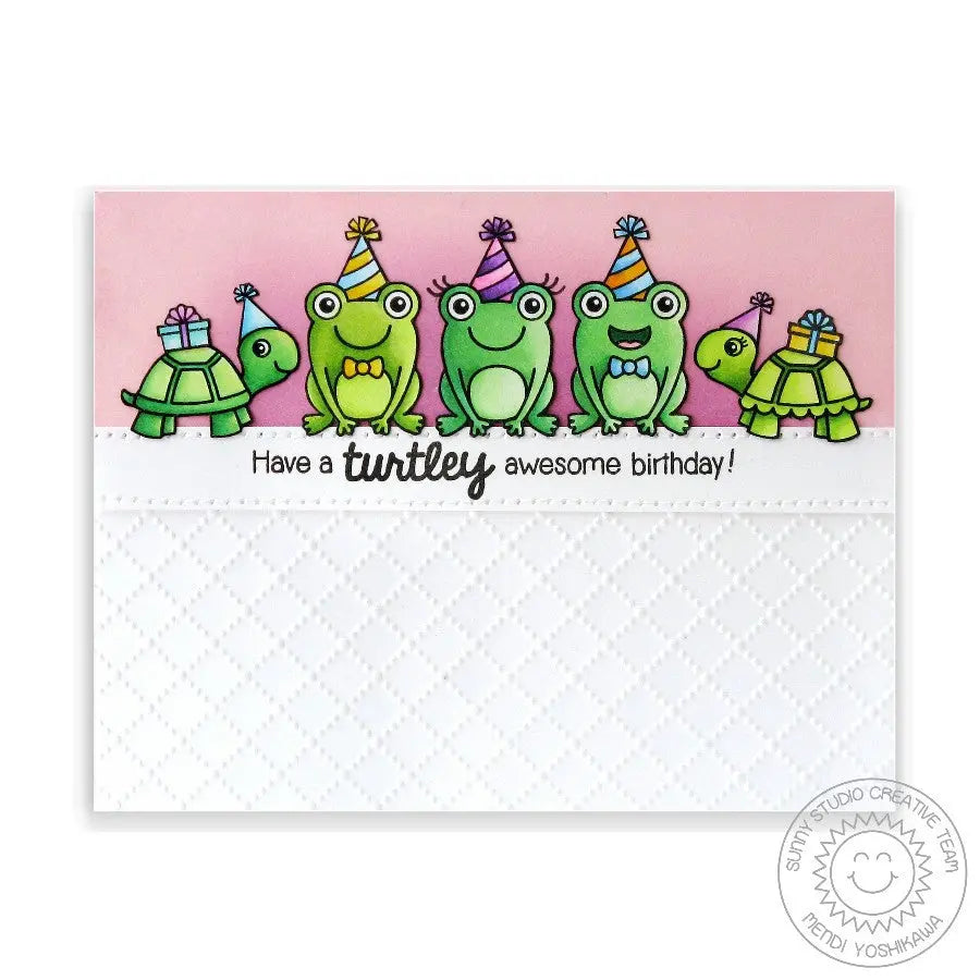 Sunny Studio Stamps Turtley Awesome Punny Turtle & Frog Spring Birthday Card