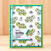 Sunny Studio Punny Turtle Background Birthday Card (using Turtley Awesome 2x3 Clear Stamps)