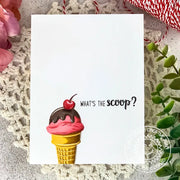 Sunny Studio Stamps What's The Scoop Layered Ice Cream Cone with Syrup & Cherry Handmade Card (using Two Scoops Color Layering 4x6 Clear Photopolymer Stamp Set)