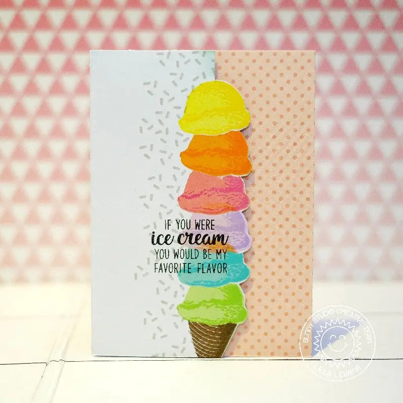 Sunny Studio Stamps Two Scoops Stacked Ice Cream Border Card