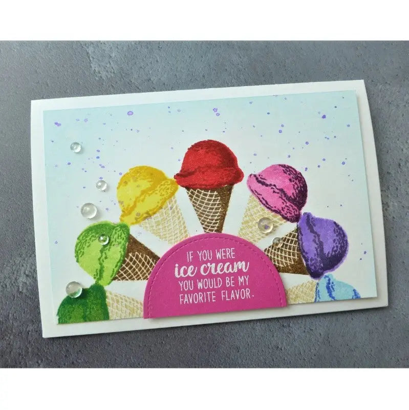 Sunny Studio Stamps If You Were Ice Cream You would be my Favorite Flavored Rainbow Ice Cream Cones Handmade Card (using Two Scoops Layered 4x6 Clear Photopolymer Stamp Set)